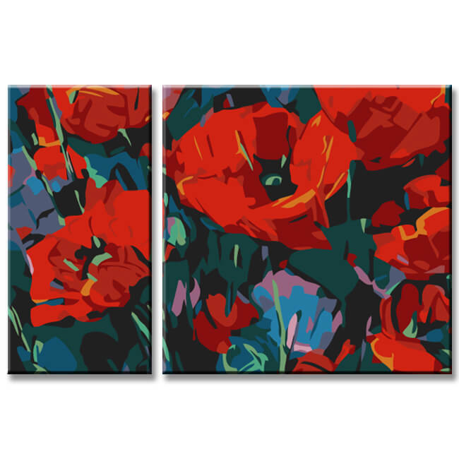 Painting by Numbers Red Poppy - 2-Panel