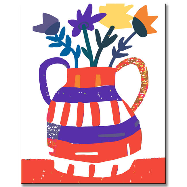 Paint by Numbers Striped Vase with Handles