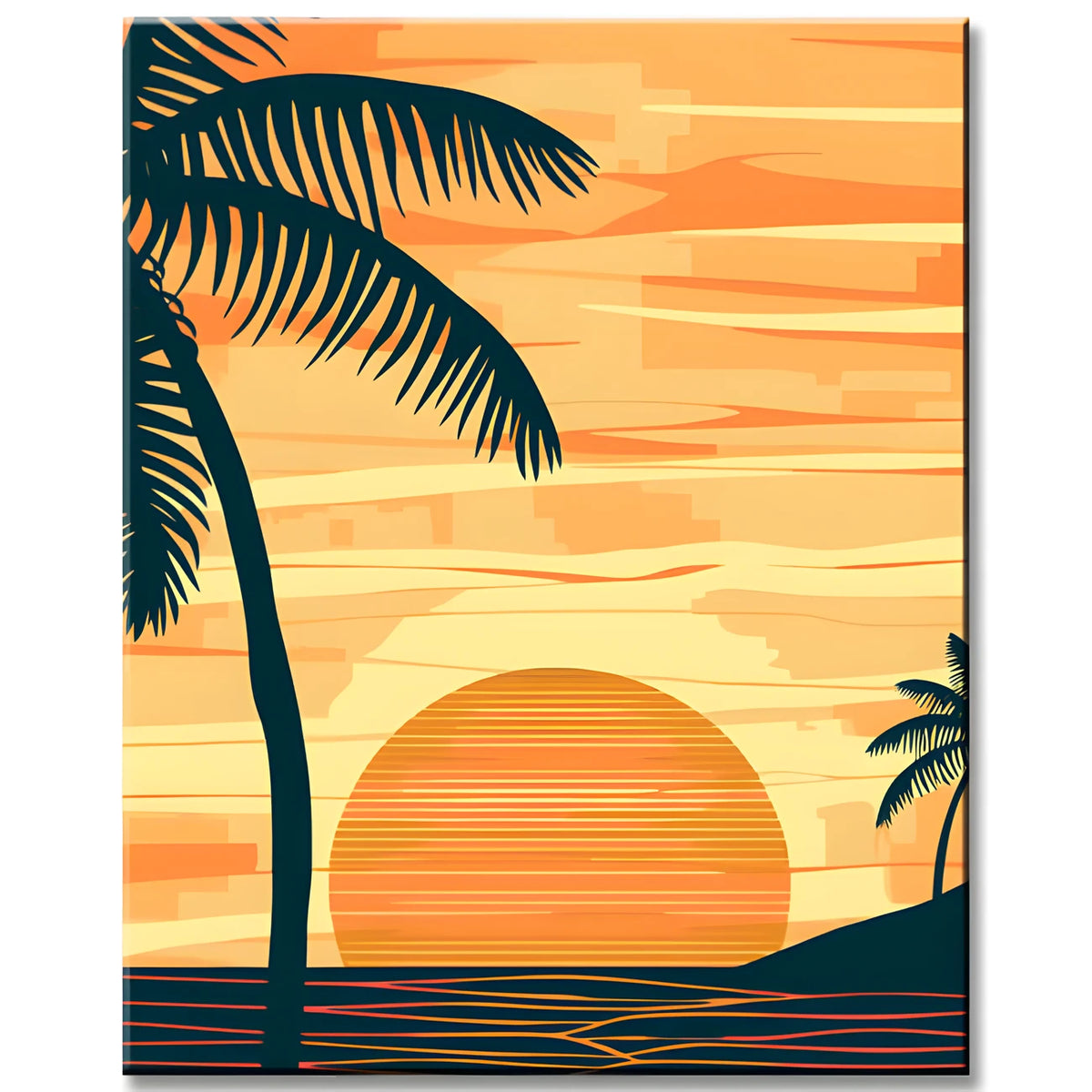 Paint by Numbers Palm on the Beach at Sunset