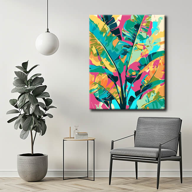Painting by Numbers Pink Summer and Banana Leaves