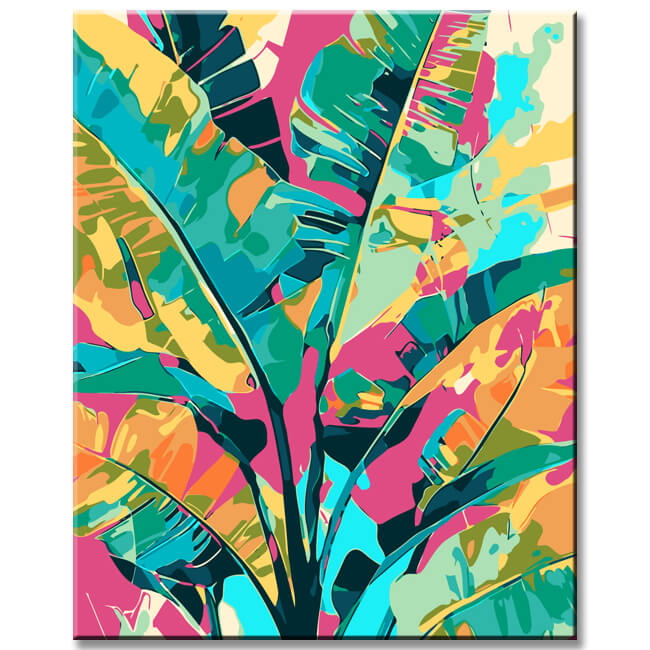 Painting by Numbers Pink Summer and Banana Leaves