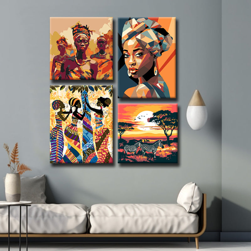 Afrikanische Kunst Bilderwand – Farbenfrohe und inspirierende Leinwandbilder, 4-part