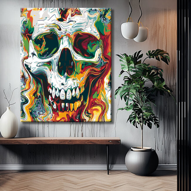 Paint by Numbers Skull Abstract Art