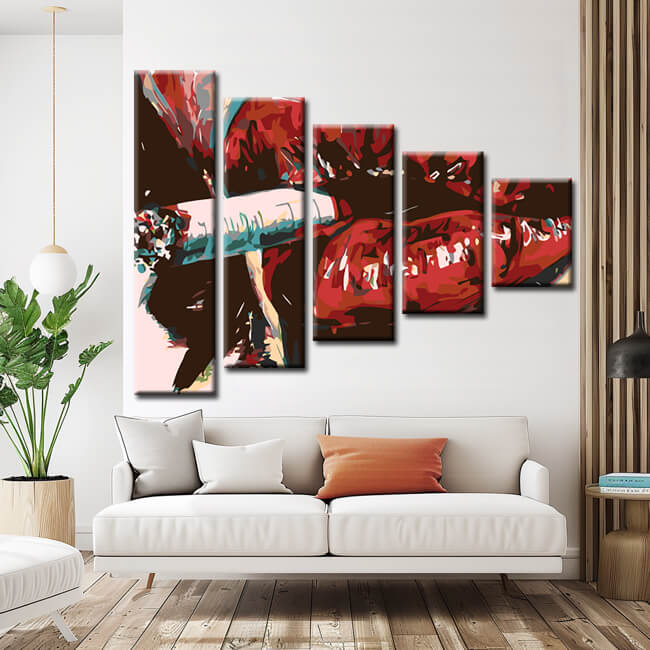 Painting by Numbers Red Mouth with Cigarette 5-Panel