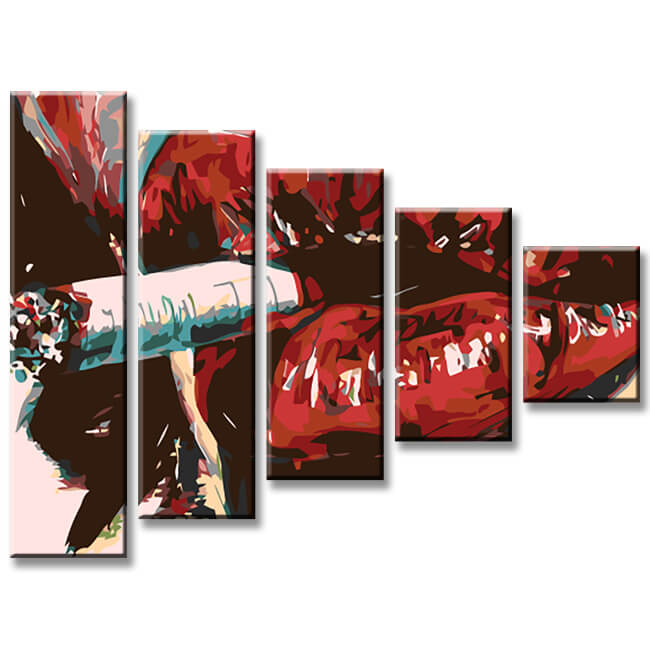 Painting by Numbers Red Mouth with Cigarette 5-Panel