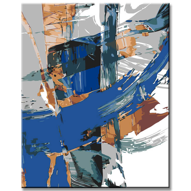 Painting by Numbers Abstract Shapes in Indigo Blue I
