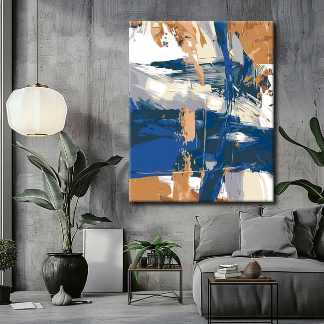 Painting by Numbers Abstract Shapes in Indigo Blue II