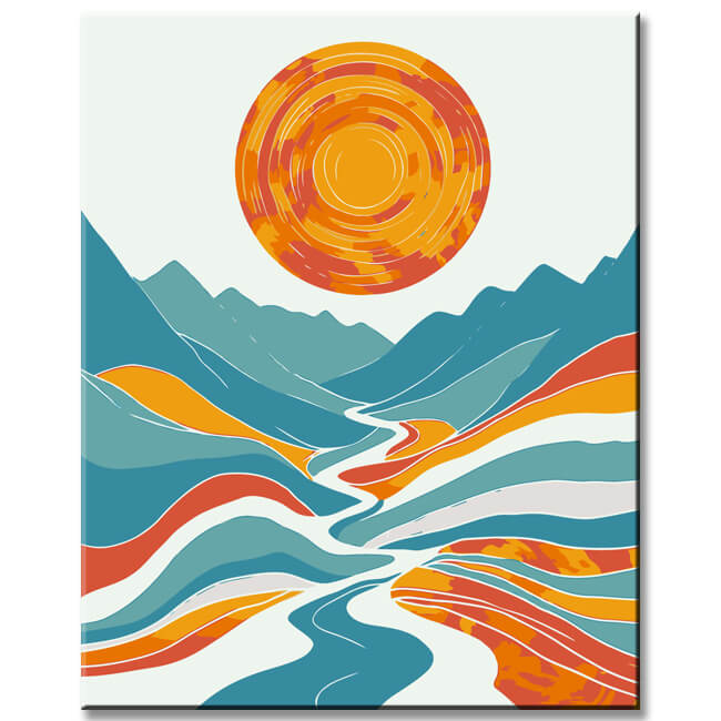 Painting by numbers art sunset landscape