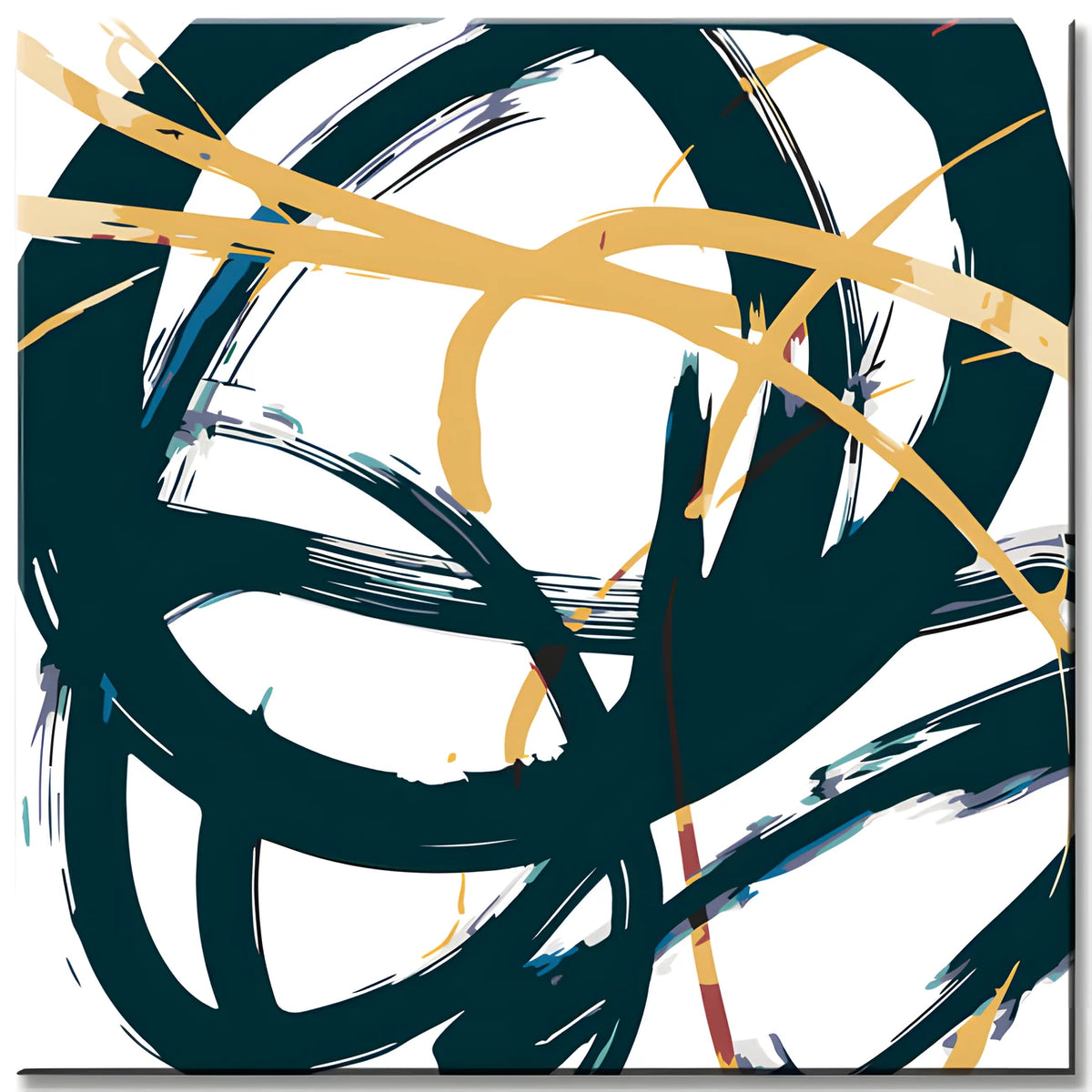 Paint by Numbers Modern Art Strokes Dark Green and Gold I
