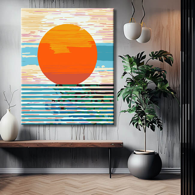 Painting by Numbers Geometric Minimalist Sunset