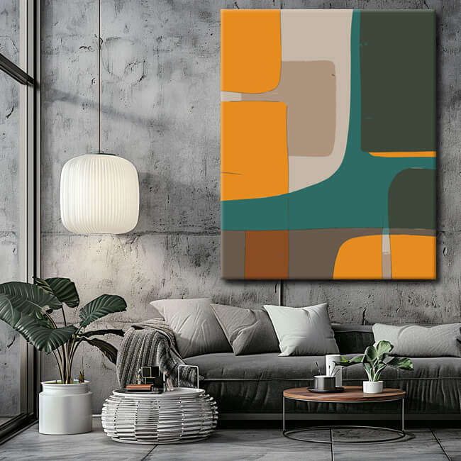 Paint by Numbers Mustard Colored Abstract Art