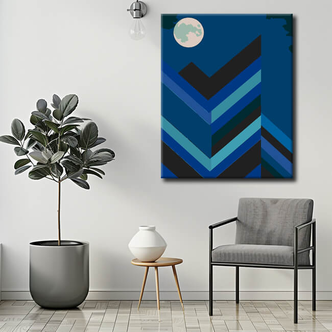 Painting by Numbers Geometric Landscape with Full Moon I