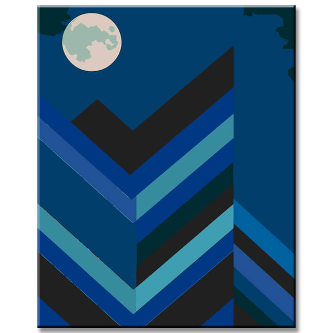 Painting by Numbers Geometric Landscape with Full Moon I