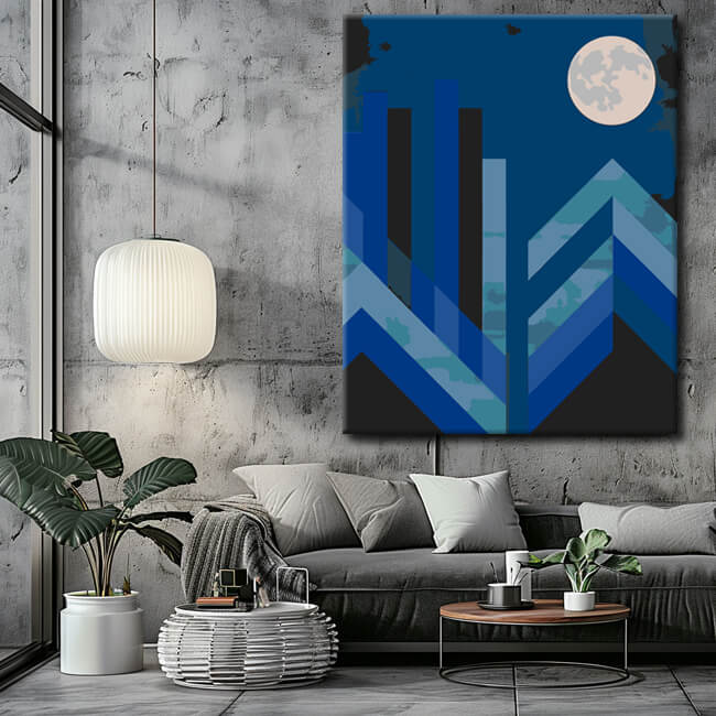 Painting by Numbers Geometric Landscape with Full Moon II