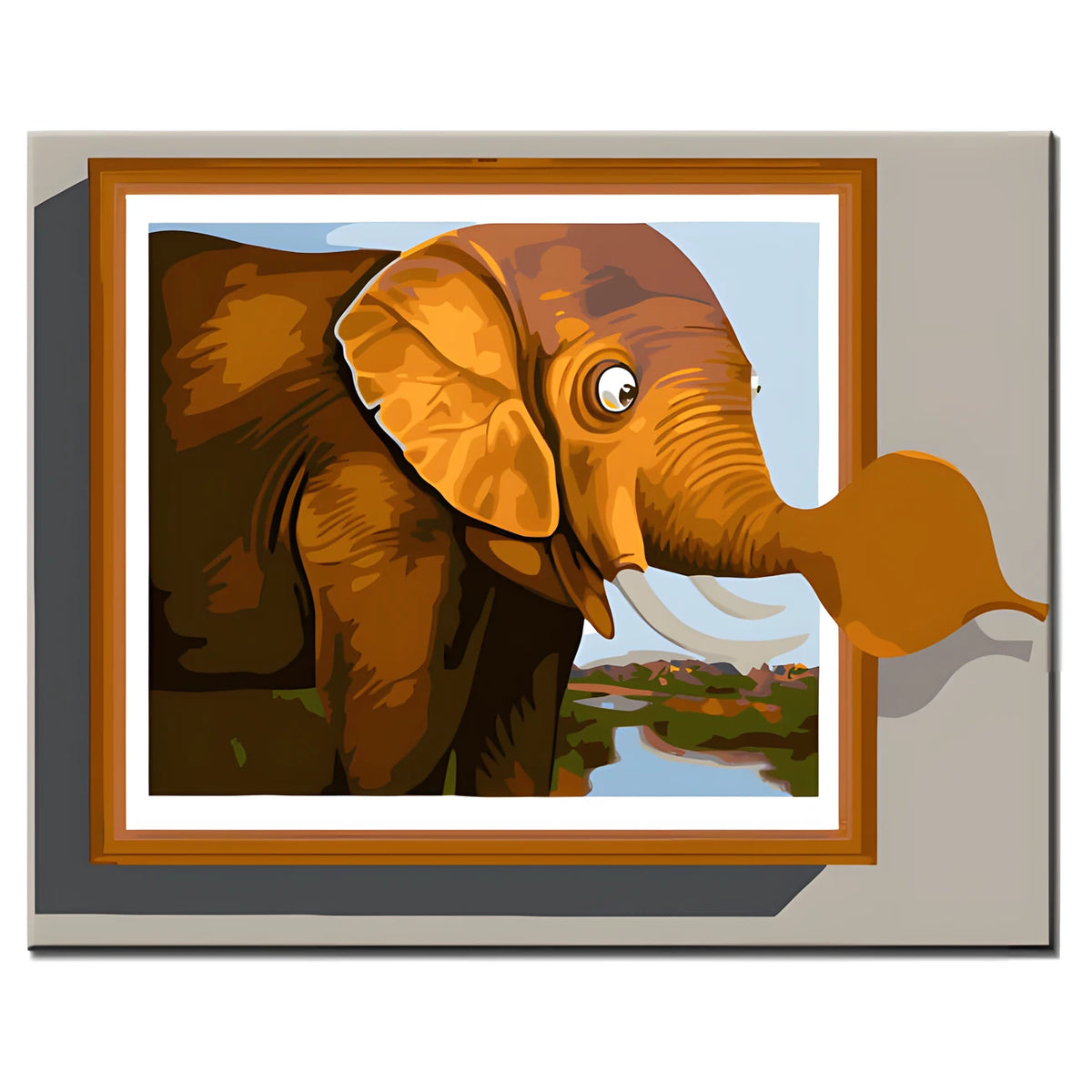 3D Elephant Number Painting Animal Art