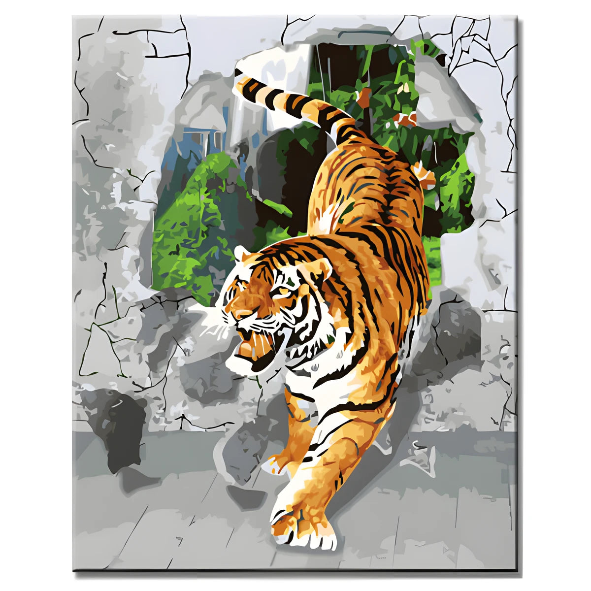 Painting by Numbers Art 3D Tiger Comes Out of The Wall