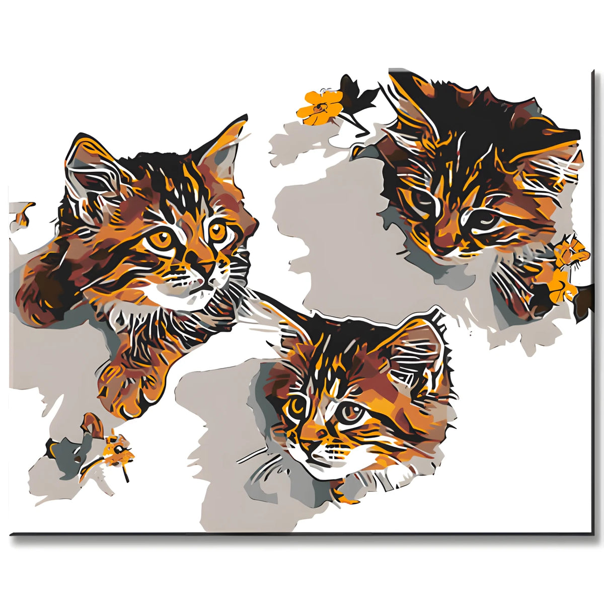 Painting by Numbers Art 3D Three Cats in The Wall and Looking At Each Other