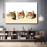 Painting by Numbers Art 3D Three Cat Heads Peeking Out of The Wall