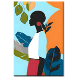 Painting by Numbers Art Minimalism Black Woman Plant