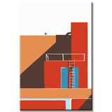 Painting by Numbers Art Minimalism Orange House with Ladder