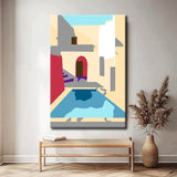Painting by numbers art minimalism house with pool