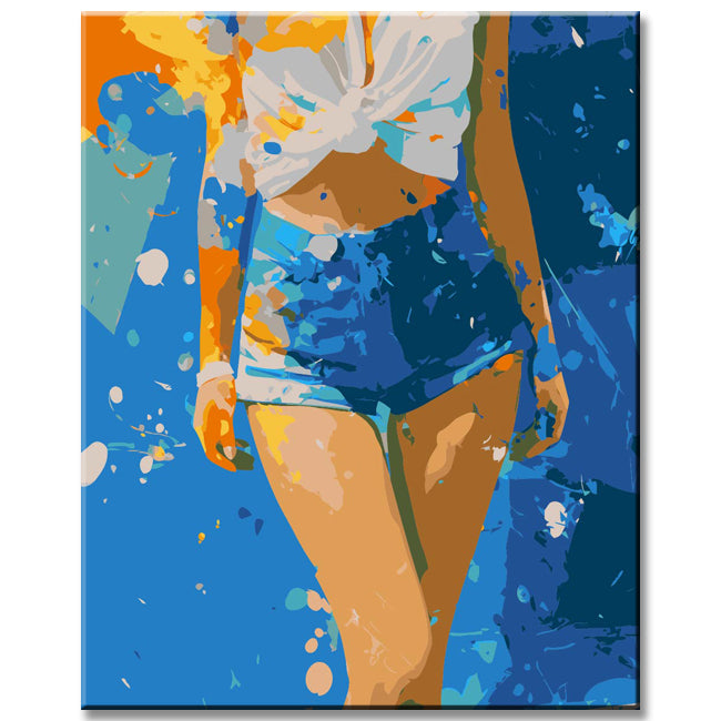 Painting by Numbers Art Woman in Short Jeans Hot Pants