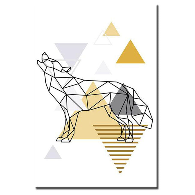 Paint by Numbers Art Line Drawing Geometry Polygon Howling Wolf