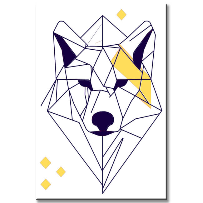 Paint by Numbers Art Line Drawing Geometry Polygon Wolf