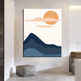 Painting by Numbers Art Minimalism Colored Sun with Clouds Over The Mountains