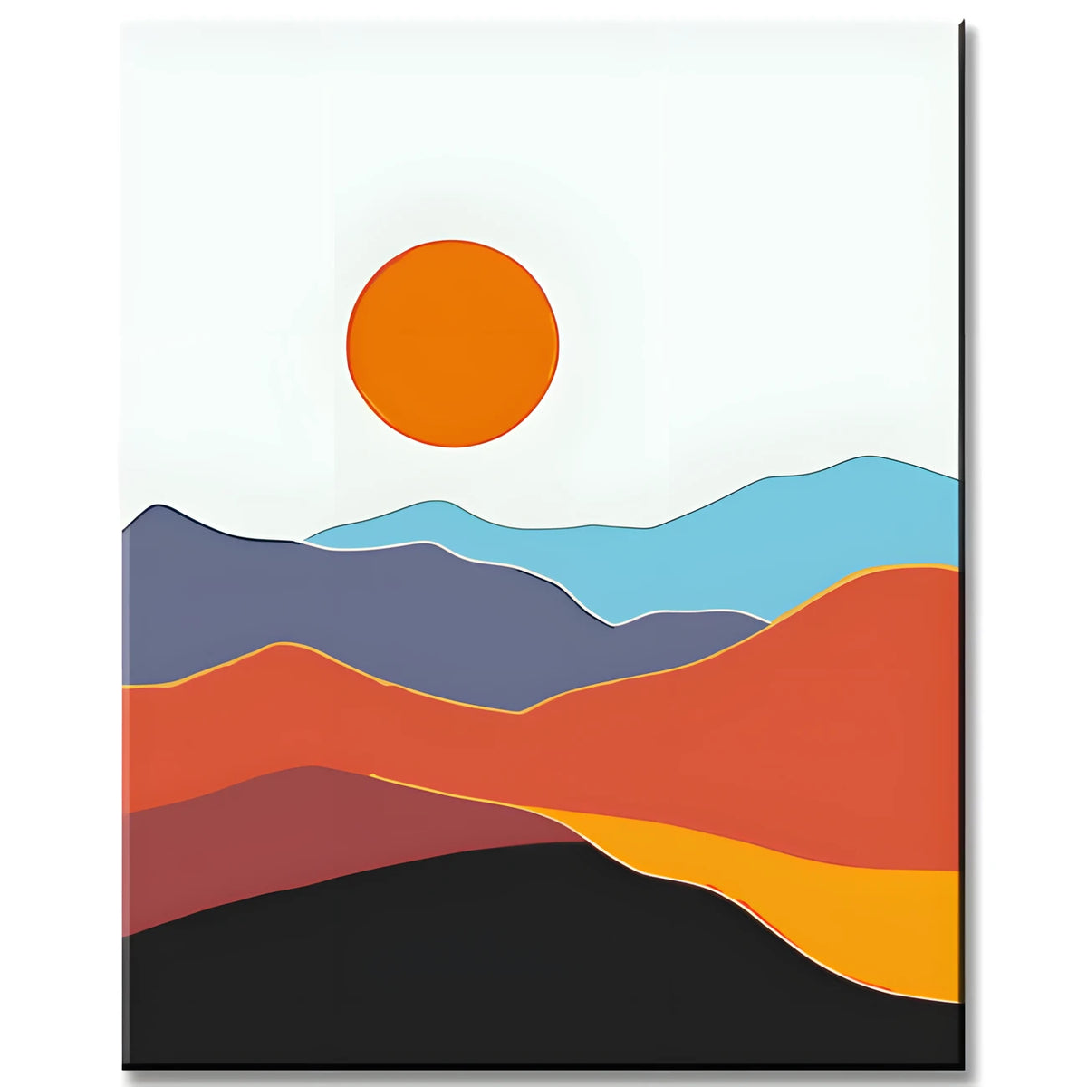 Painting by Numbers Art Minimalism Sun Over Colored Mountains