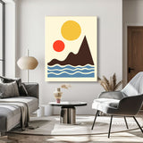 Painting by Numbers Art Minimalism Yellow Sun, Waves and Colorful Mountains