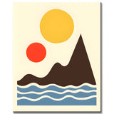 Painting by Numbers Art Minimalism Yellow Sun, Waves and Colorful Mountains