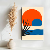 Painting by Numbers Art Minimalism Red Sunset with Water and Palm Leaf