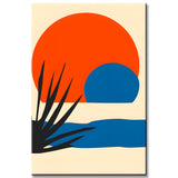 Paint by Numbers Minimalism Red Sunset with Water and Palm Leaf