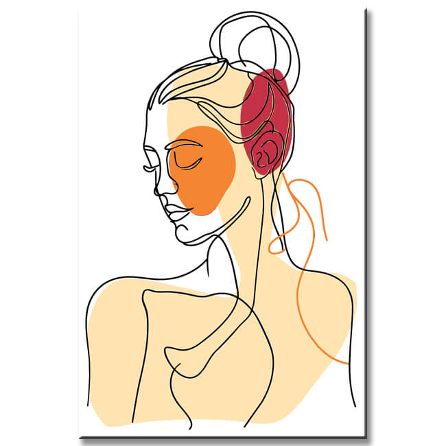 Painting by numbers art minimalism drawing woman with bun