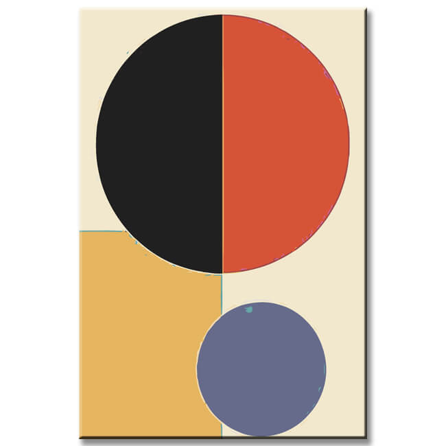 Painting by Numbers Art Minimalism Colored Shapes and Blue Ball