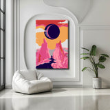 Painting by numbers art solar eclipse in the pink mountains