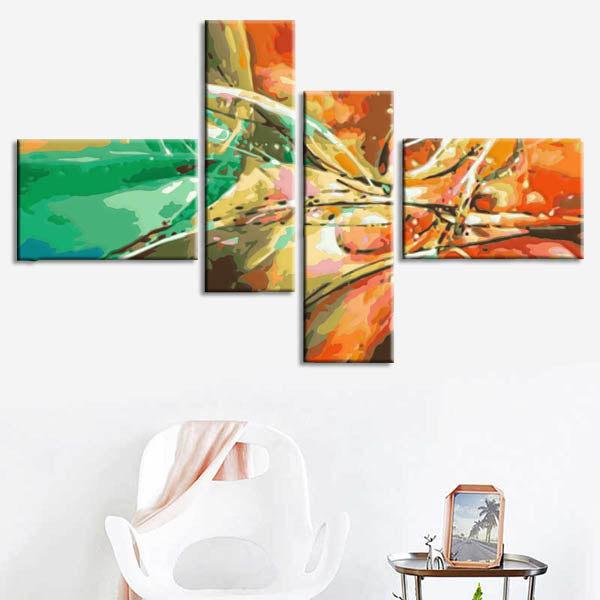 Painting by Numbers Art Abstract Art Colorful Fields 4 Panel