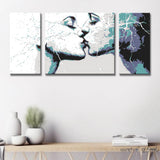 Painting by Numbers Art Two Kissing Mouths 3-Panel Triptych