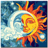 Painting by Numbers Art Half Sun and Half Moon in one Face