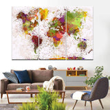Painting by Numbers Abstract World Map Different Sized Blobs of Color - 3-Panel
