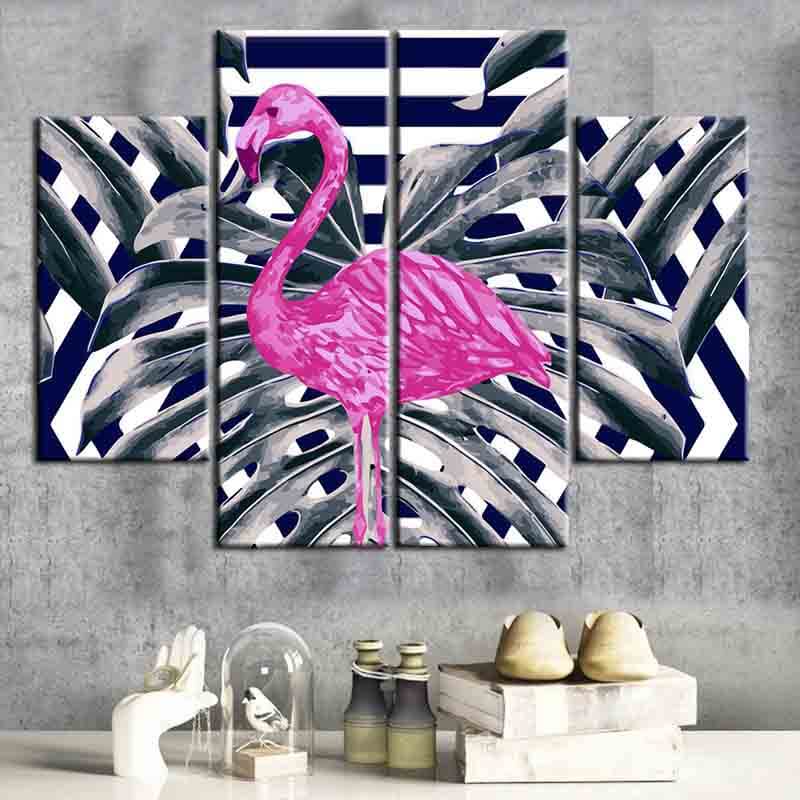 Painting by Numbers Abstract Art Flamingo 4-Panel