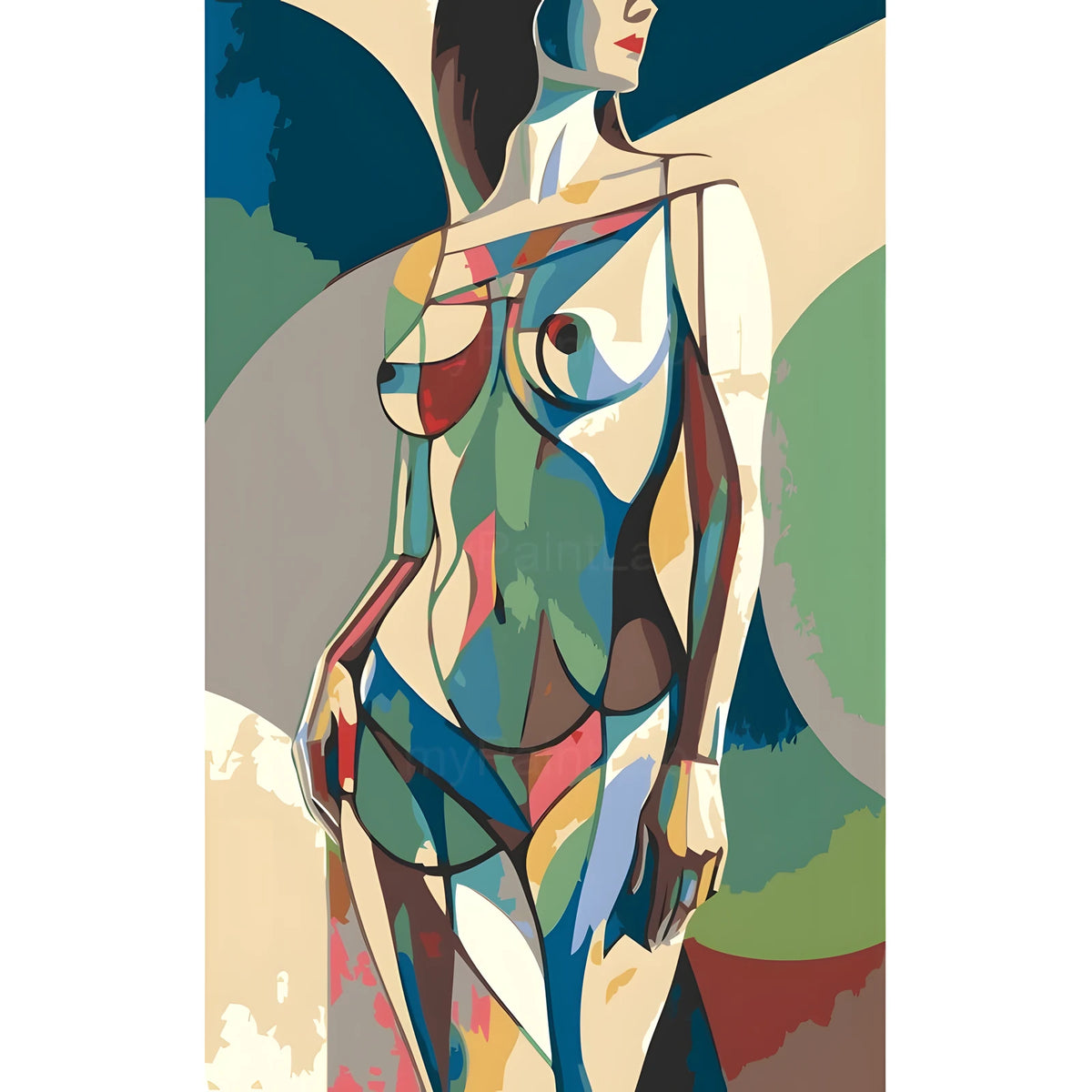 DIY Paint by Numbers Nude Woman Geometry Elegant Modern Style Kit