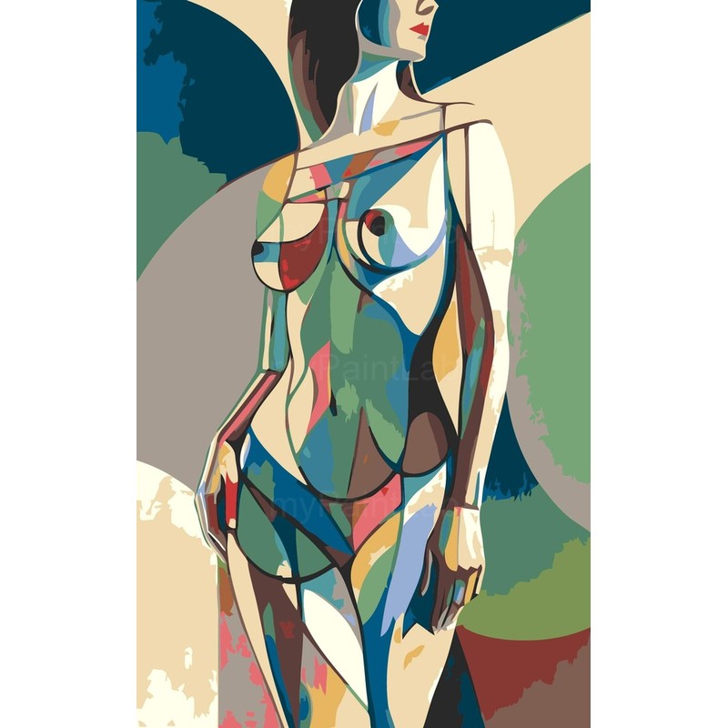 nude woman geometric elegant
