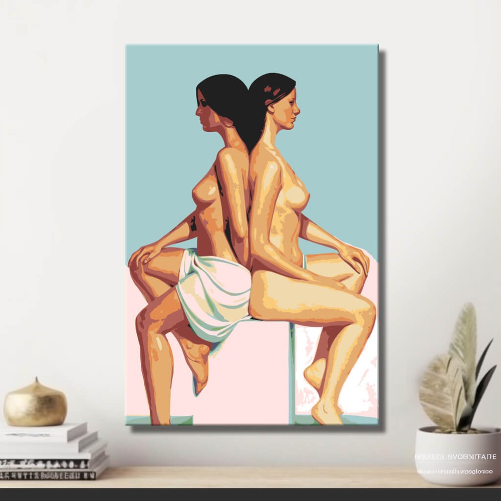 nude women symmetry DIY art wall decor modern artwork