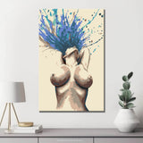 nude woman abstract blue DIY art wall decor modern artwork