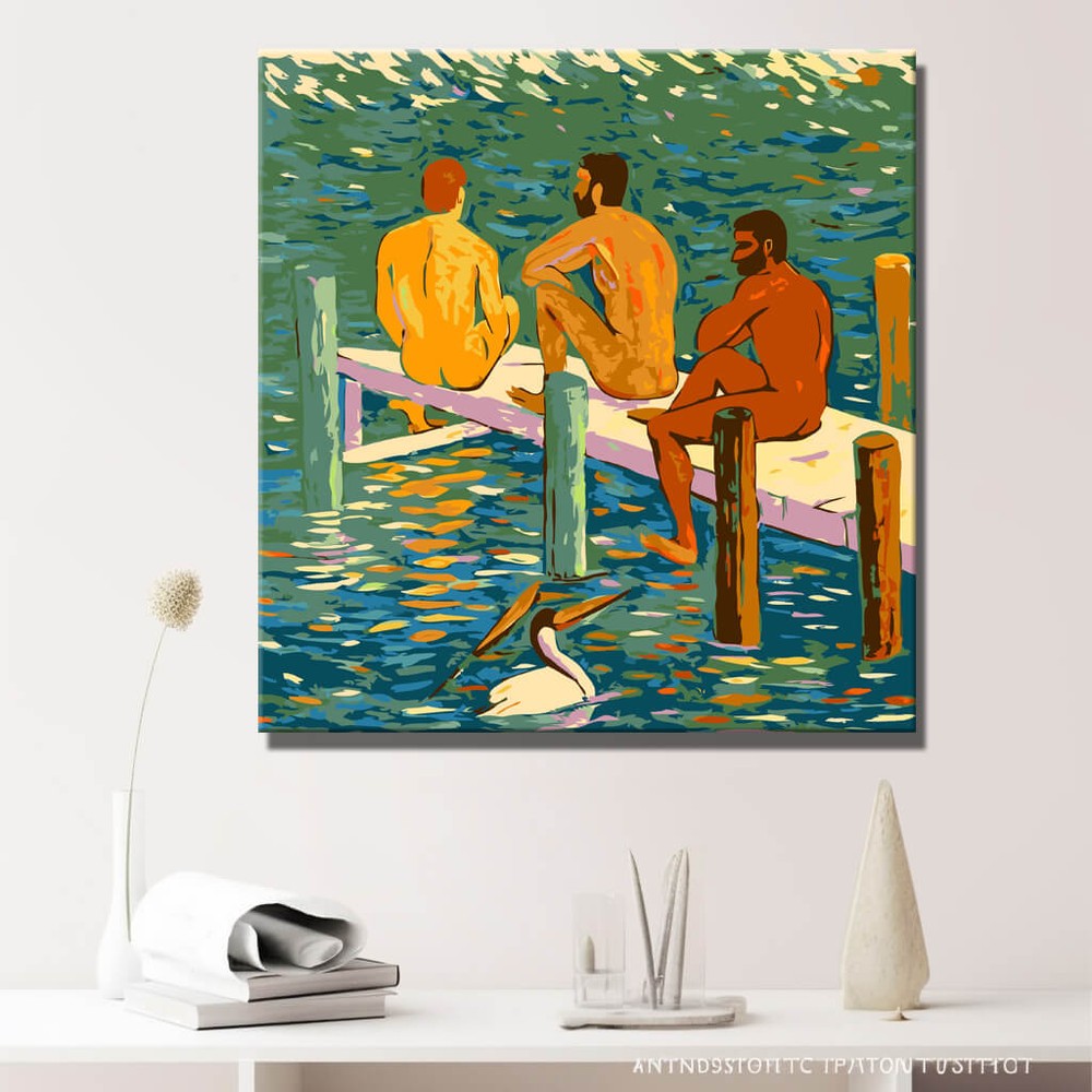 Paint by Numbers nude men nature DIY art wall decor modern artwork