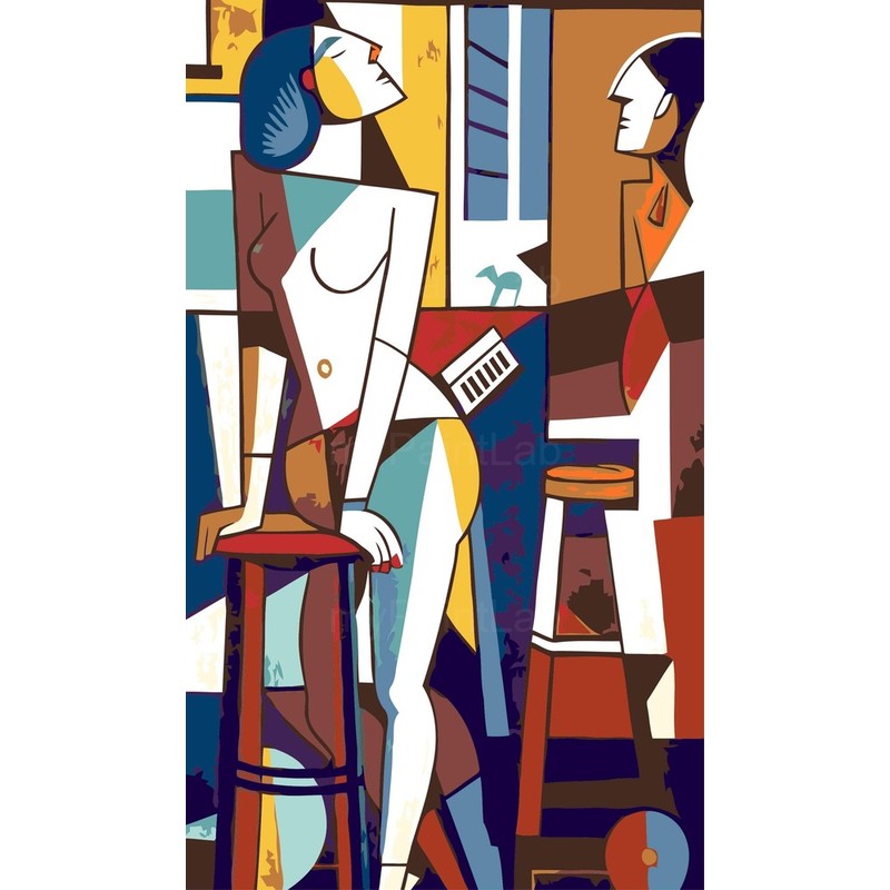Paint by Numbers nude two women geometric modern
