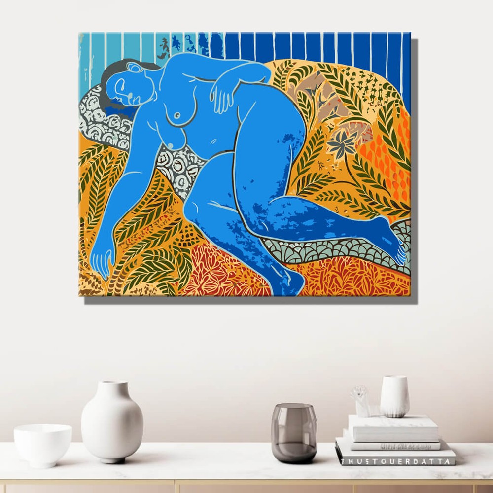 Paint by Numbers nude woman blue DIY art wall decor modern artwork