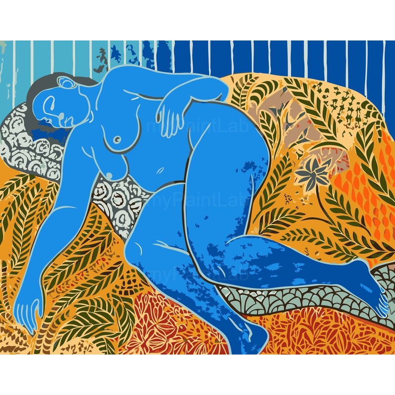 Paint by Numbers nude woman blue